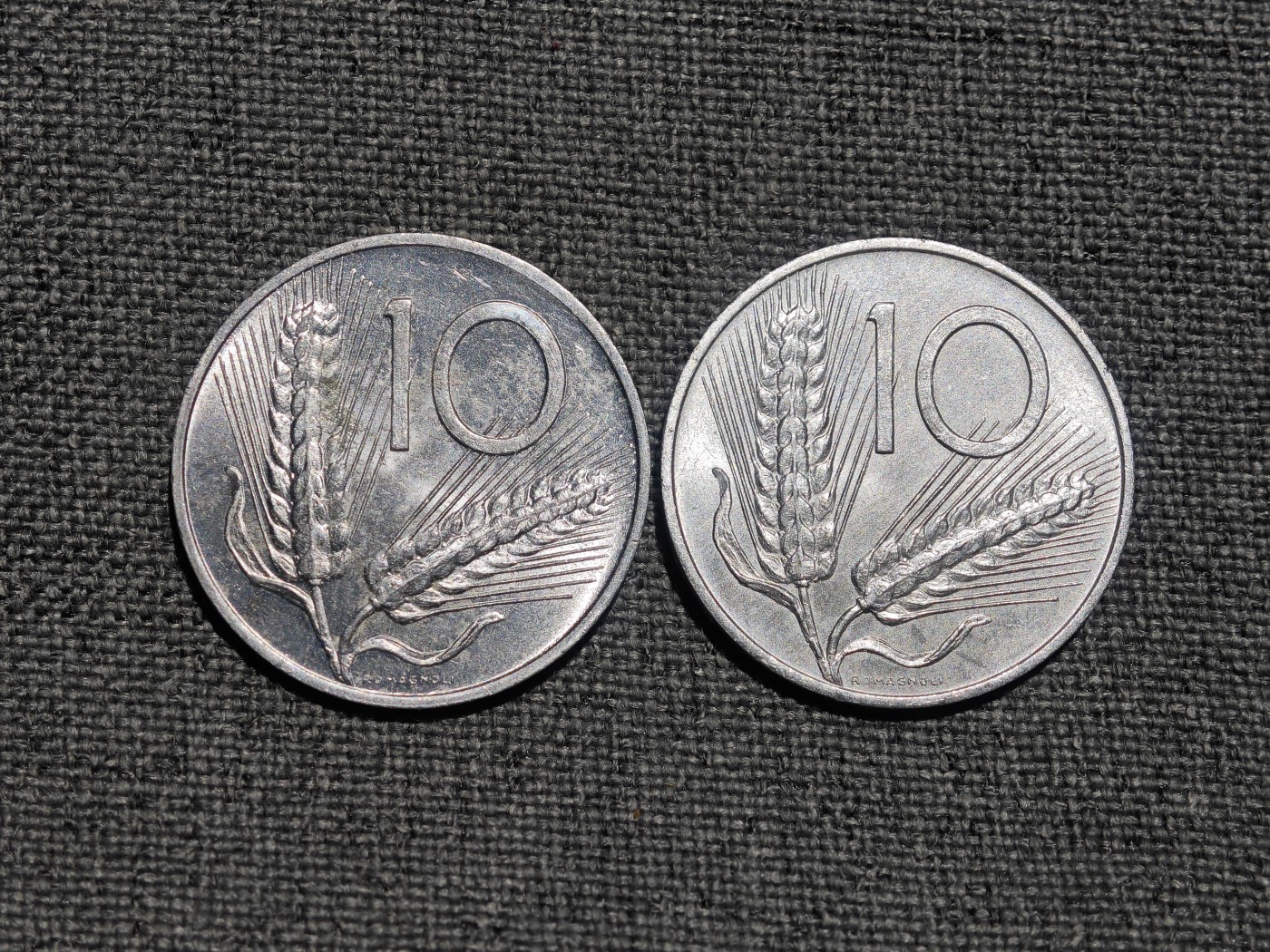 外国硬币收藏店第3期 意大利70年代农具麦穗10里拉2枚