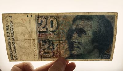 全场一元起拍 各国纸币专场 第43期 瑞士 20法郎 经典人物版纸币