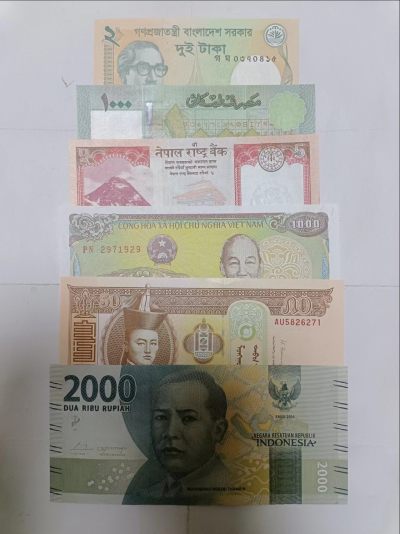 【20231204】非全新纸币第九十五场 - 亚洲国家6张纸币