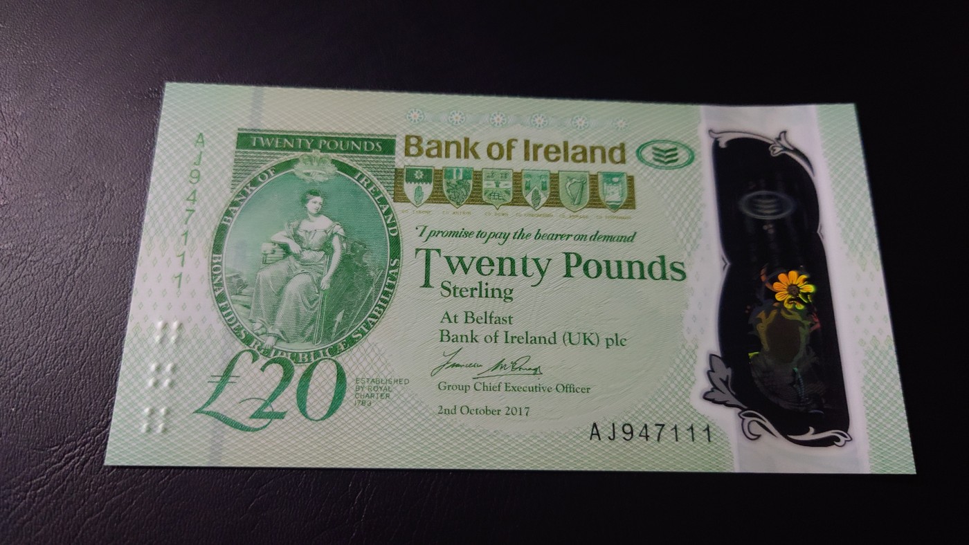 【世界钱币】精选微拍第87期暨2023年第三十四期 裸钞专场 2017年北爱尔兰20镑 豹子号111 全新绝品