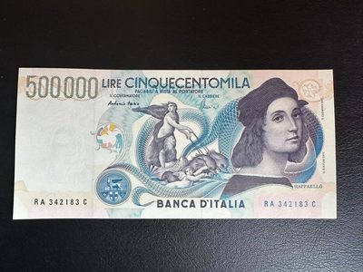 【Blue Auction】✨世界纸币精拍第399期【精】 意大利 1997年50万里拉 拉斐尔 全新UNC