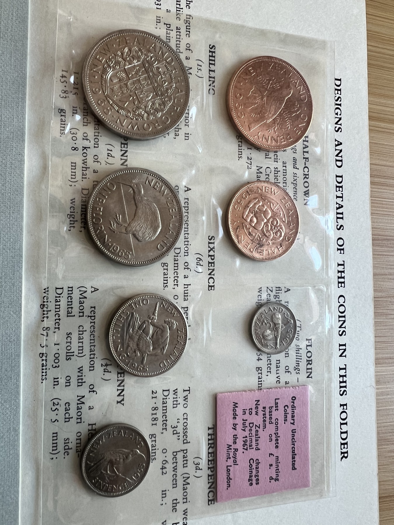 全场顺丰包邮 外国银币 纪念币 套币等  两套新西兰1965年原塑料封装套7枚