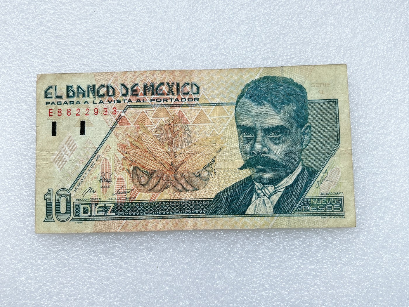 全场一元起拍 各国纸币专场 第43期 墨西哥10新比索纸币 1992年 首年版 号码8822933