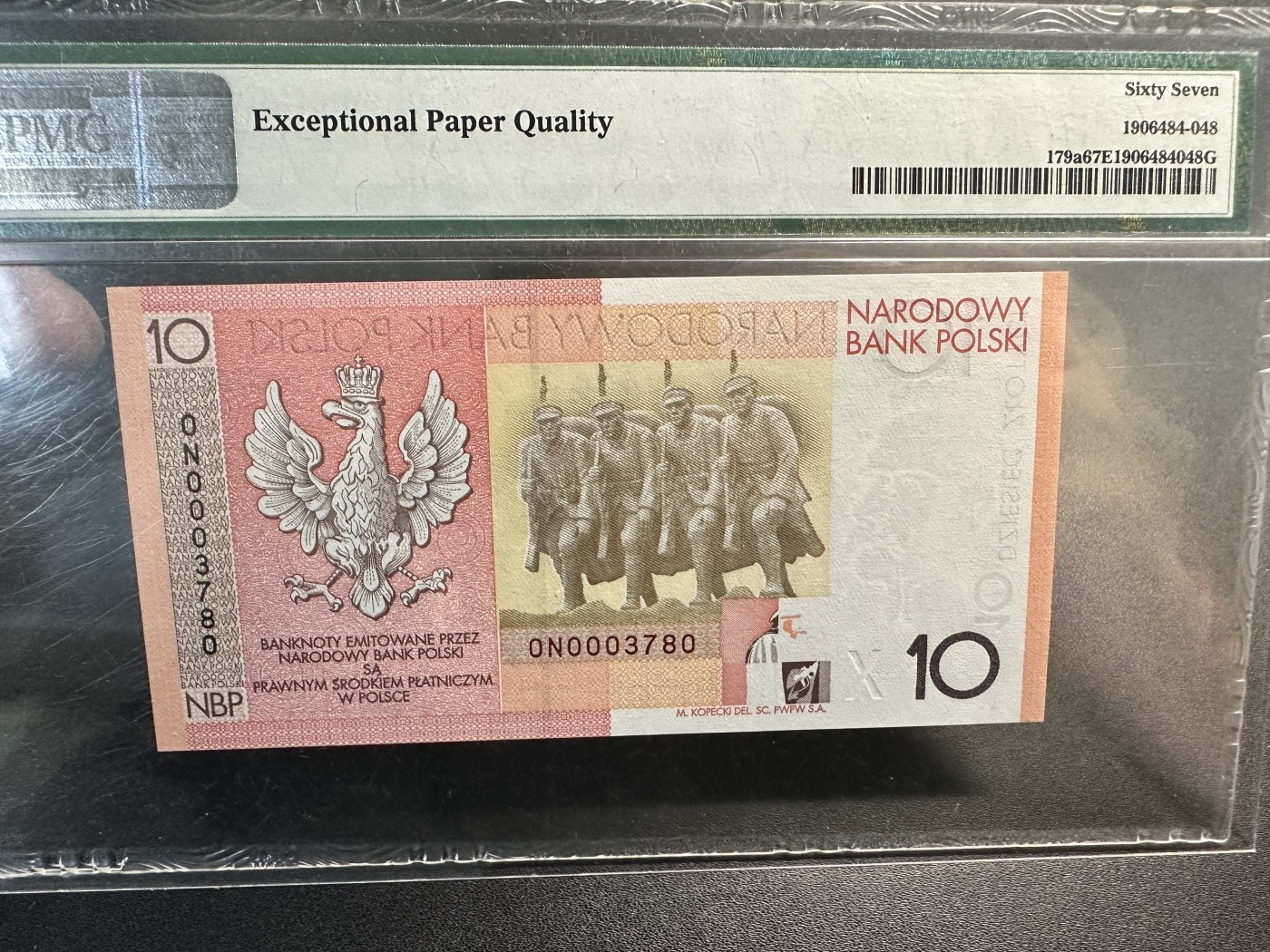 《外钞收藏家》第三百三十一期 2008年波兰10 PMG67 纪念钞 千位号