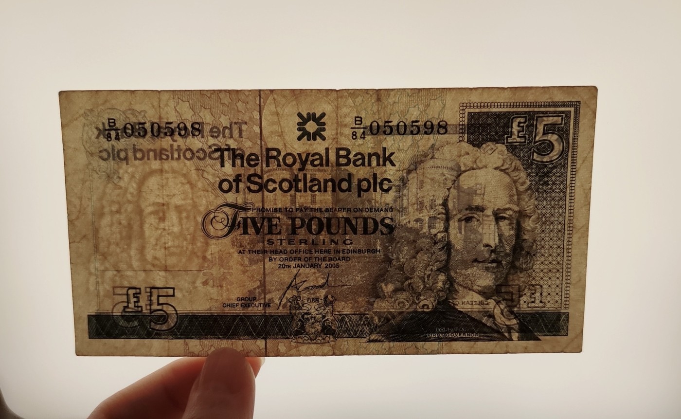 全场一元起拍 各国纸币专场 第43期 2005年苏格兰5镑纸币 号码050598