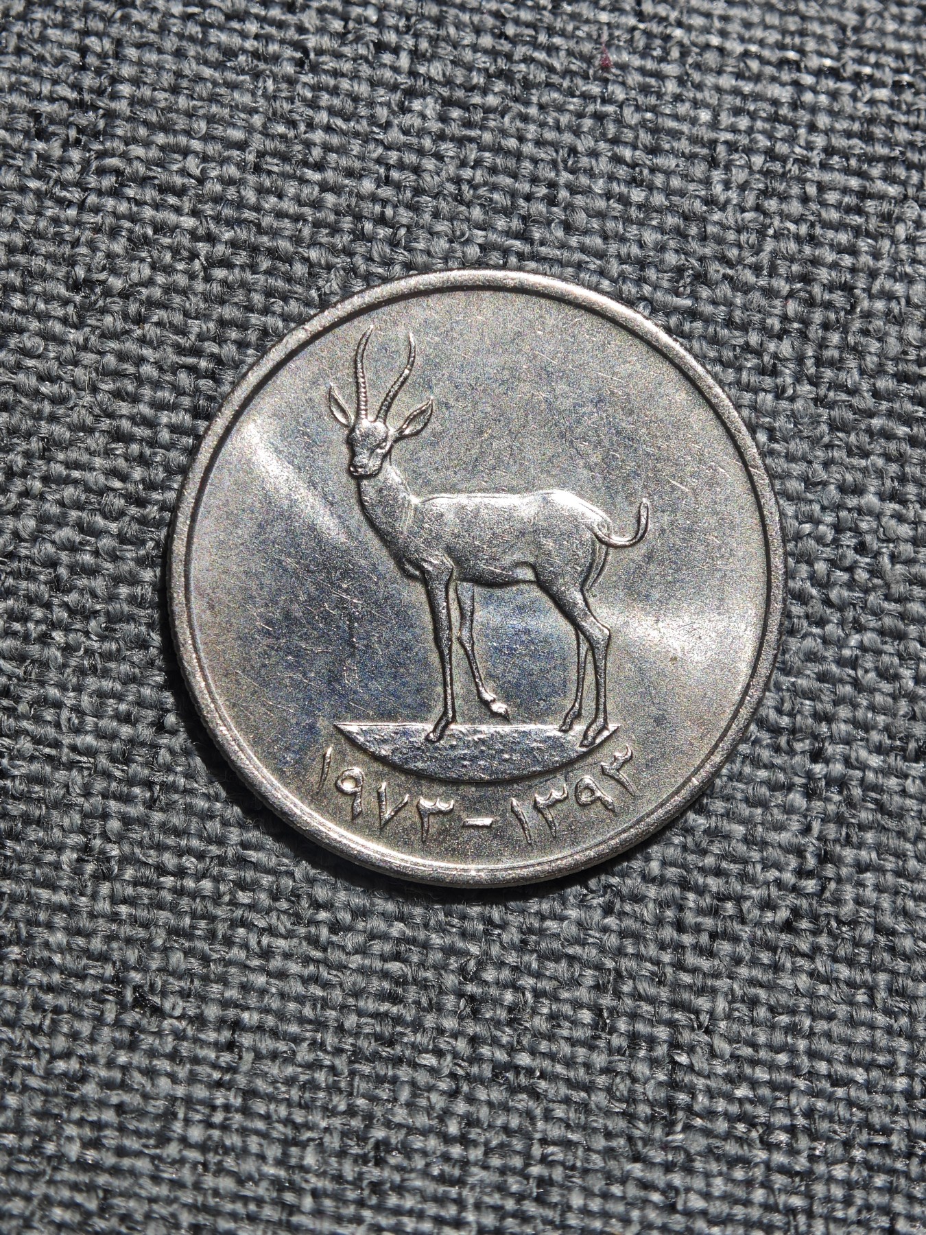 外国硬币收藏店第3期 阿联酋1973年25费尔羚羊硬币