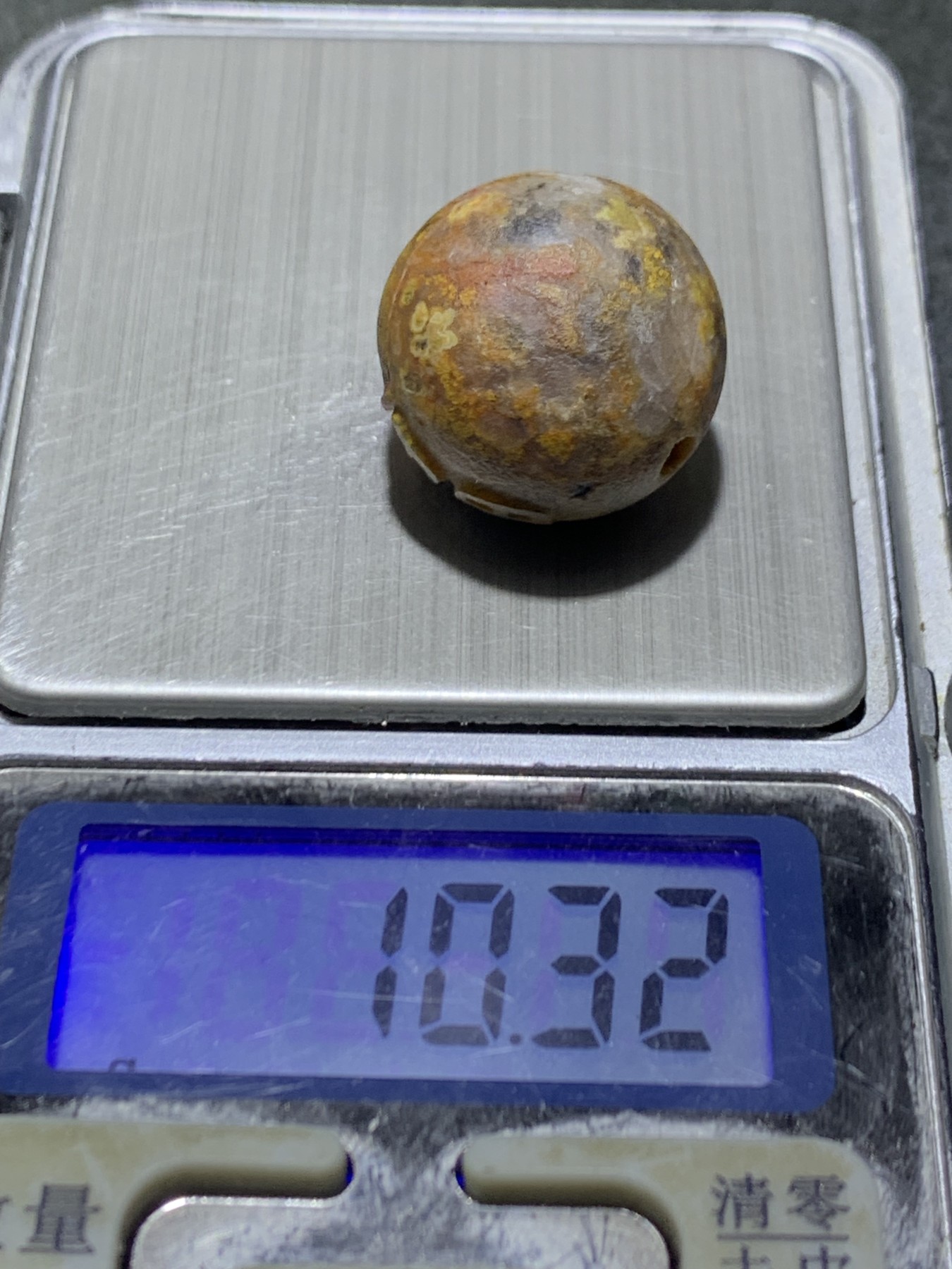 精美亚光风化纹草花战国红玛瑙手工雕刻福字2.0单珠一颗！