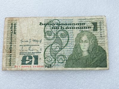 全场一元起拍 各国纸币专场 第43期 爱尔兰1镑 文学经典《牛皮书》文字节选 