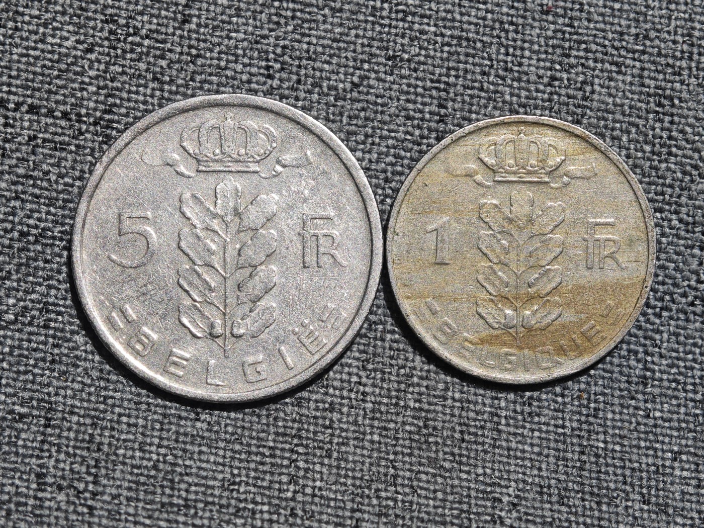 外国硬币收藏店第3期 比利时老版5、1法郎2枚