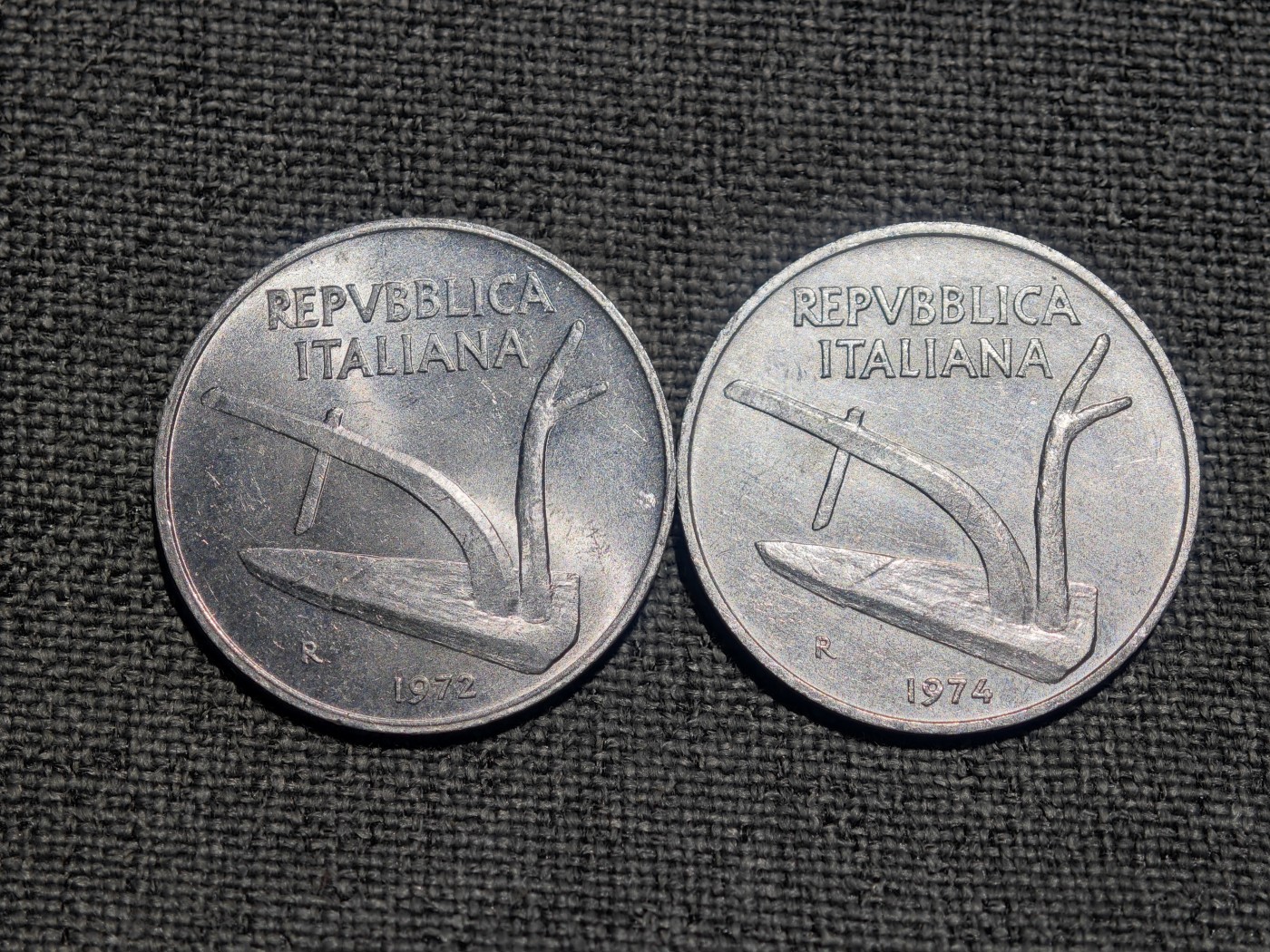 外国硬币收藏店第3期 意大利70年代农具麦穗10里拉2枚
