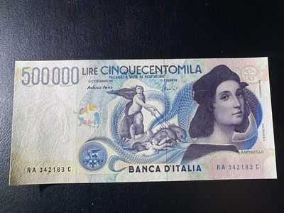 【Blue Auction】✨世界纸币精拍第399期【精】 意大利 1997年50万里拉 拉斐尔 全新UNC