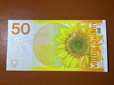 【Blue Auction】✨世界纸币精拍第399期【精】 荷兰 1982年50盾 向日葵 全新UNC