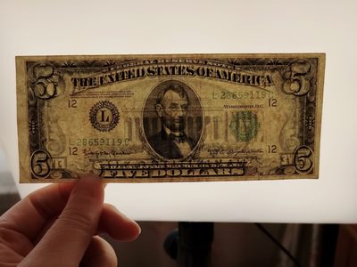 全场一元起拍 各国纸币专场 第43期 美国 1950年D版 5元(联邦储备券)(库印L 波士顿) 尾号9119