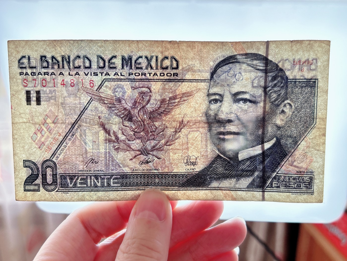 全场一元起拍 各国纸币专场 第43期 墨西哥1992年20比索纸币 首版 有字迹