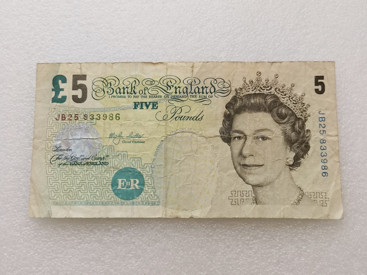 全场一元起拍 各国纸币专场 第43期 英国2002年5镑纸币 号码833986