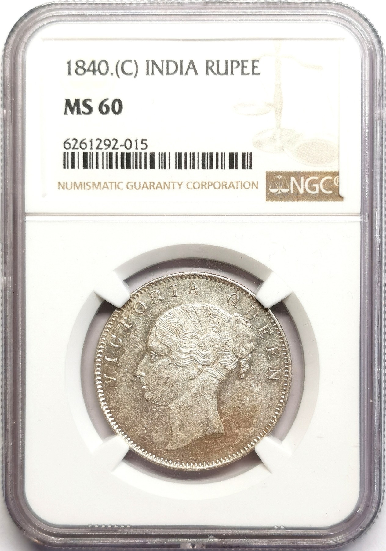 凡希社世界钱币微拍第二百五十六期 1840东印度公司小维卢比NGC-MS60