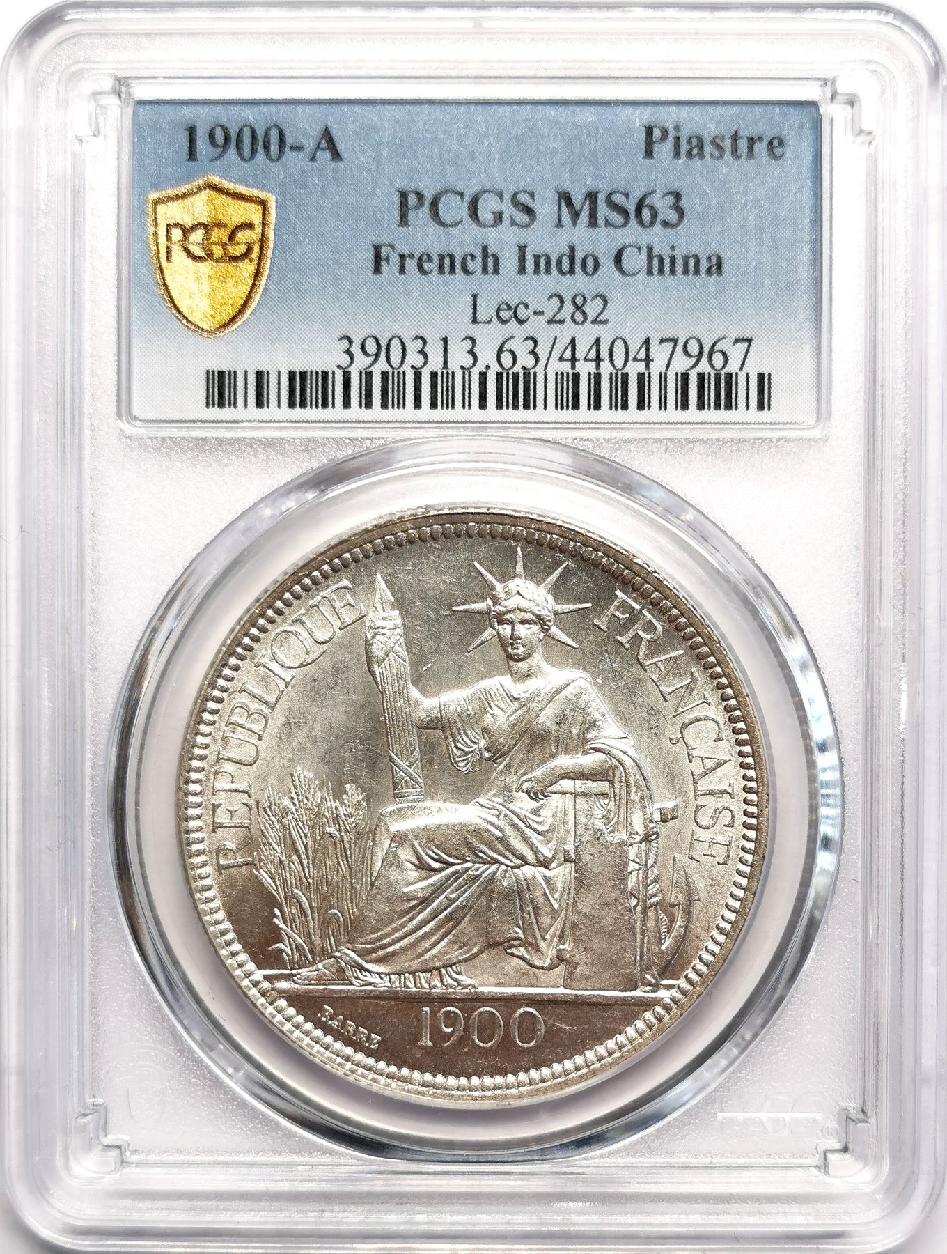凡希社世界钱币微拍第二百五十六期 荐！1900法属印度支那座洋大银PCGS-MS63真正的全脸高鼻车轮光！