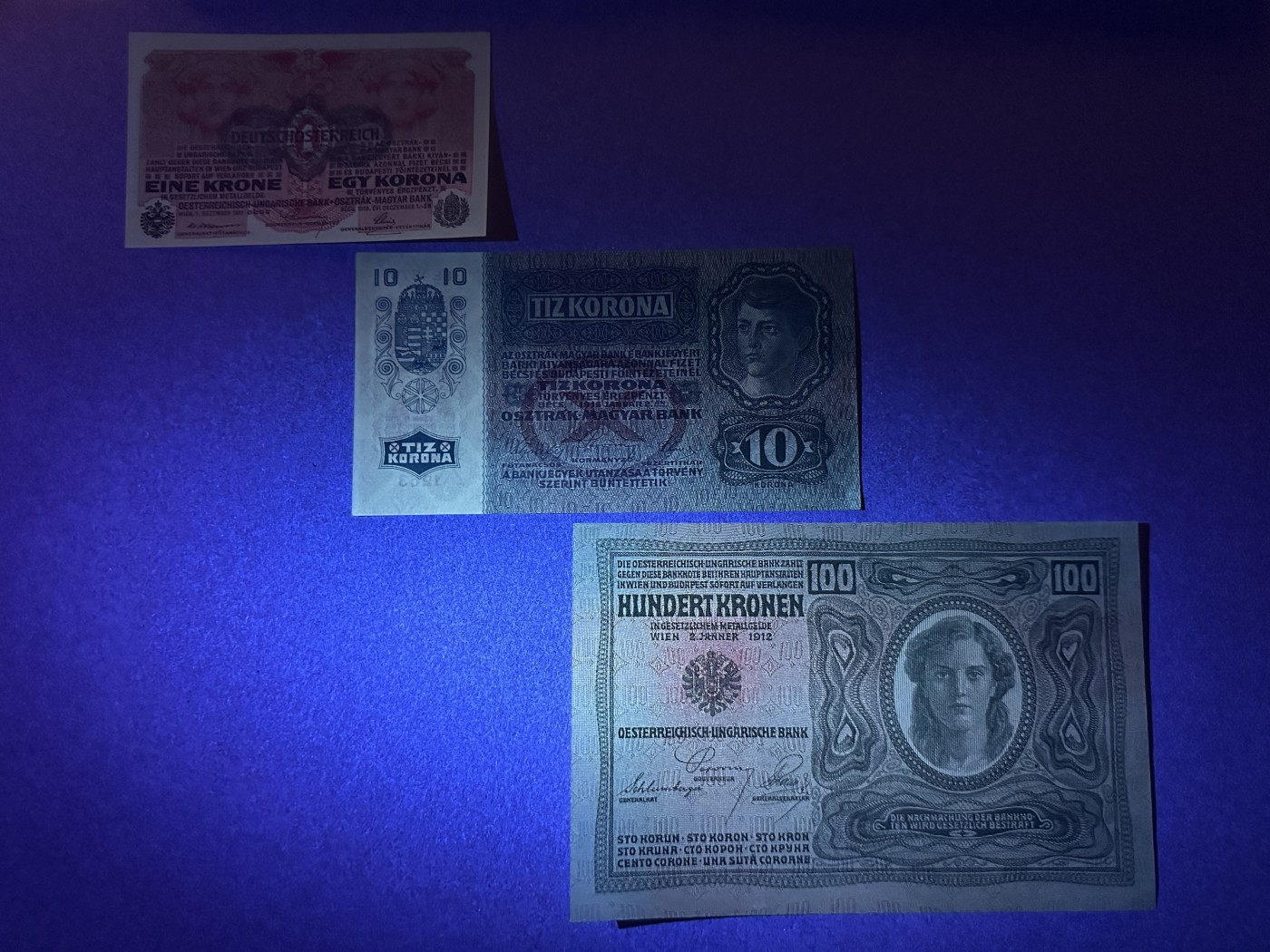 《张总收藏》128期-精品裸币专场 奥地利1、10、100先令3张 UNC 1919年老版本