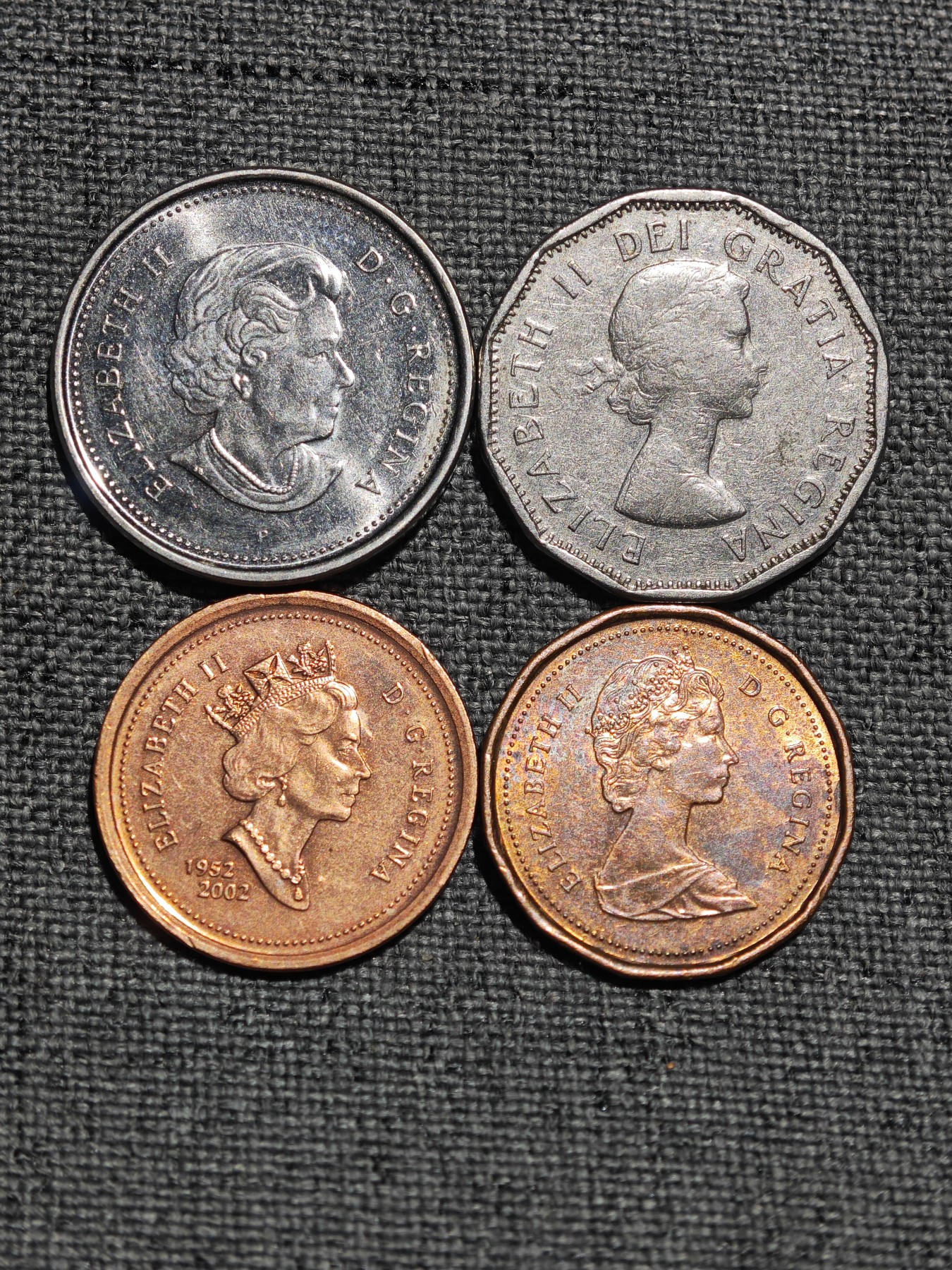 外国硬币收藏店第3期 加拿大新版老版5分、1分各2枚