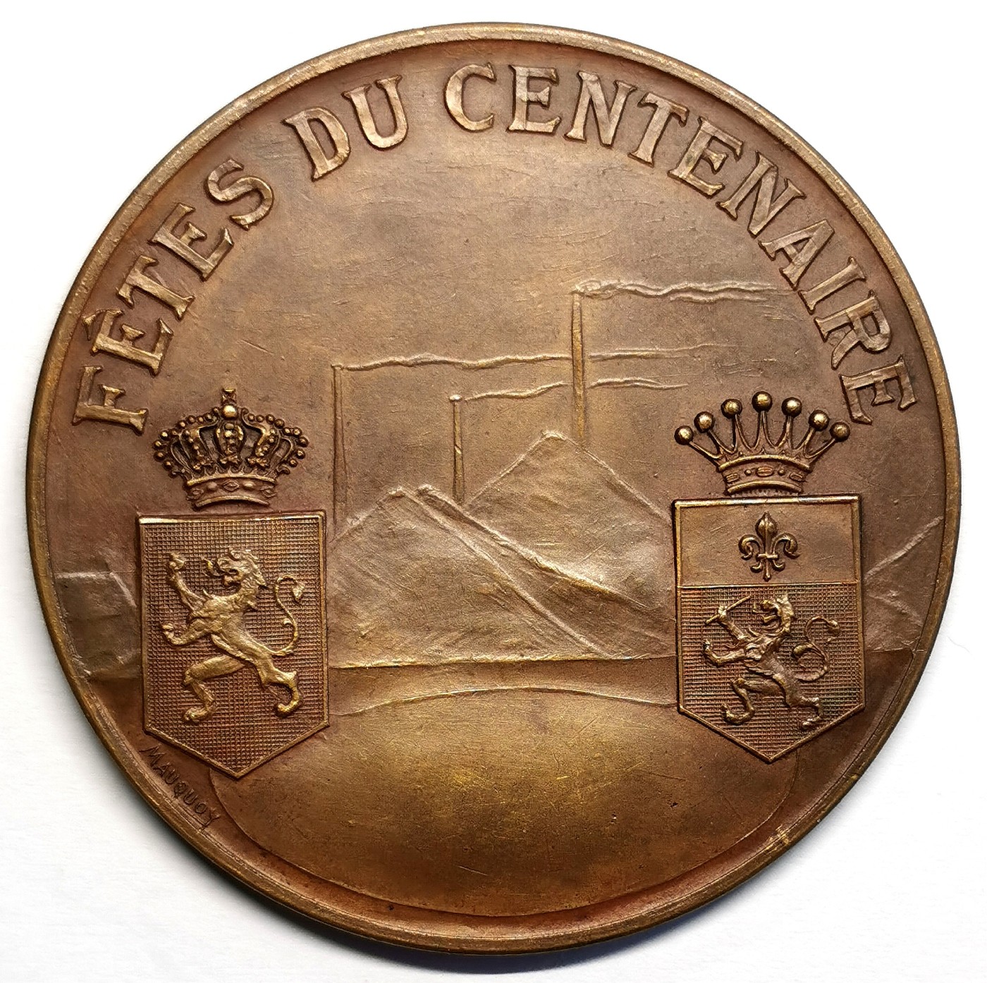 凡希社世界钱币微拍第二百五十六期 1930比利时安尼夫矿场纪念铜章 直径50mm