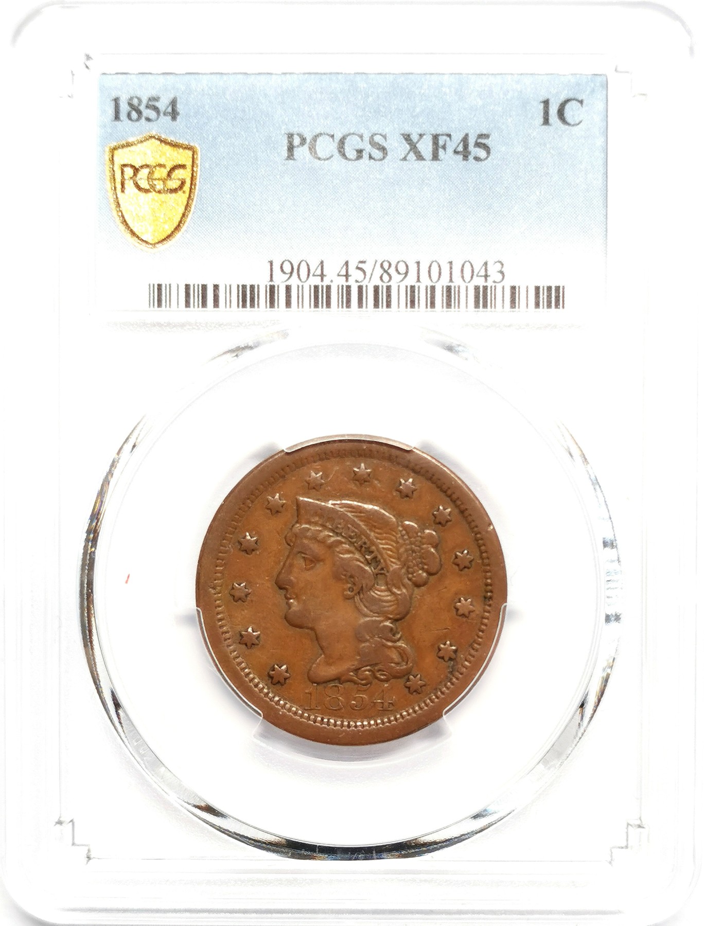 凡希社世界钱币微拍第二百五十六期 1854美国Liberty铜币PCGS-XF45