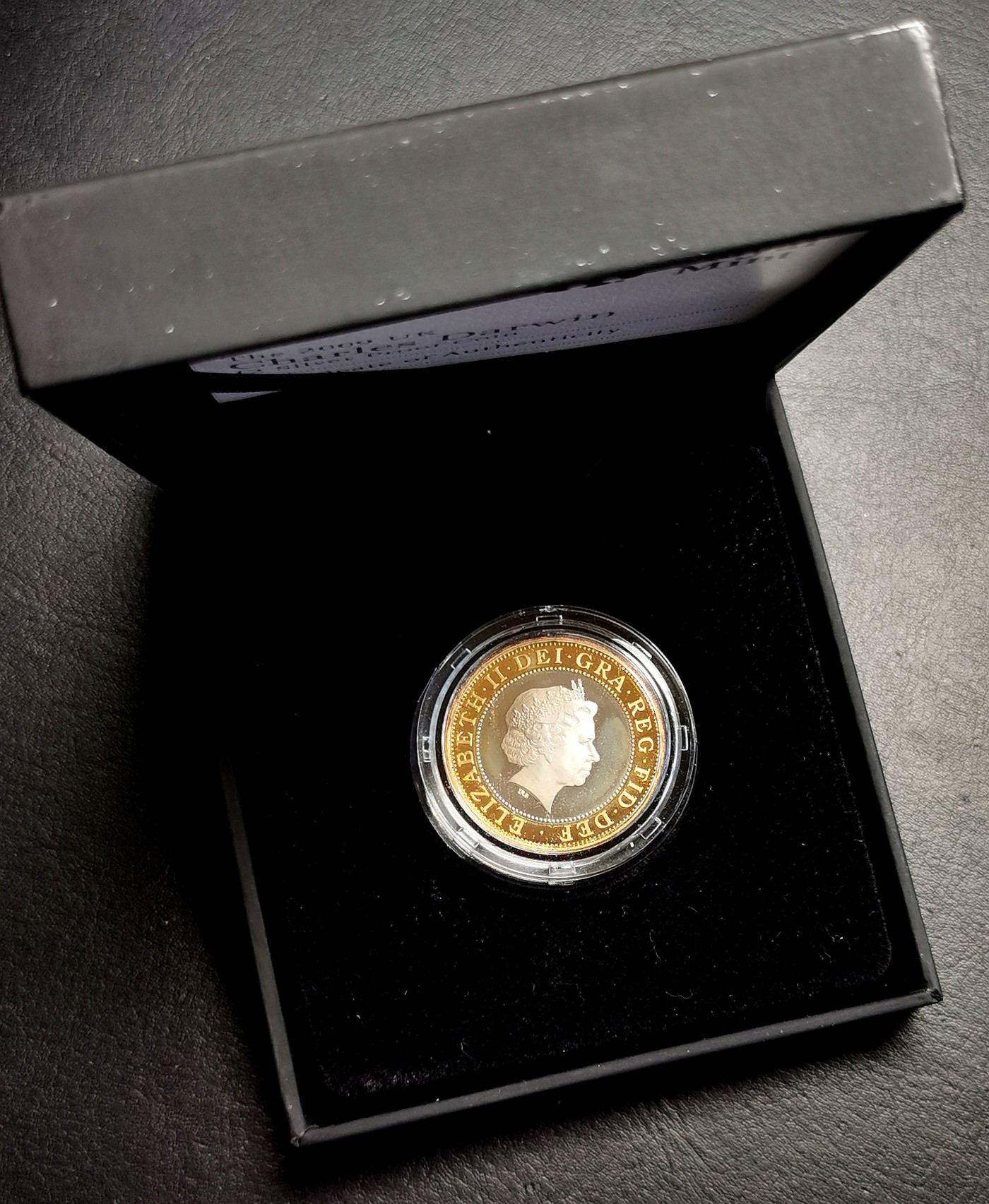 凡希社世界钱币微拍第二百五十六期 2009英国达尔文2镑镀金银币原厂盒证！