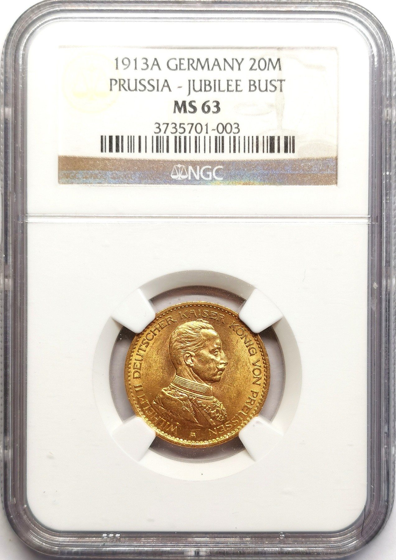 凡希社世界钱币微拍第二百五十六期 1913普鲁士加冕头像20马克金币NGC-MS63