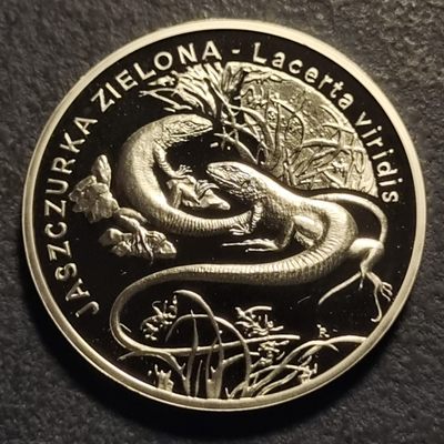 0起1加-纯粹捡漏拍-264套币银币场 - 波兰2009年20兹洛提红皮书动物系列欧洲绿蜥蜴精制纪念银币