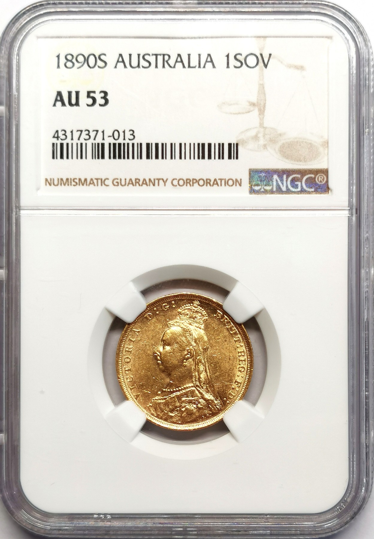 凡希社世界钱币微拍第二百五十六期 1890S澳大利亚小维索维林金币NGC-AU53