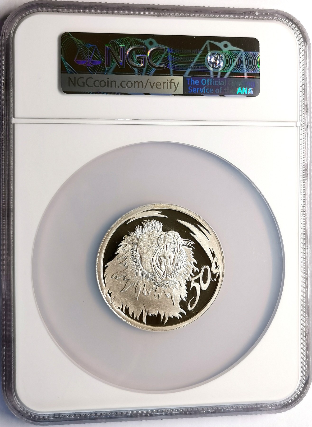凡希社世界钱币微拍第二百五十六期 2000南非狮子50分2盎司大银精铸NGC-PF67UC