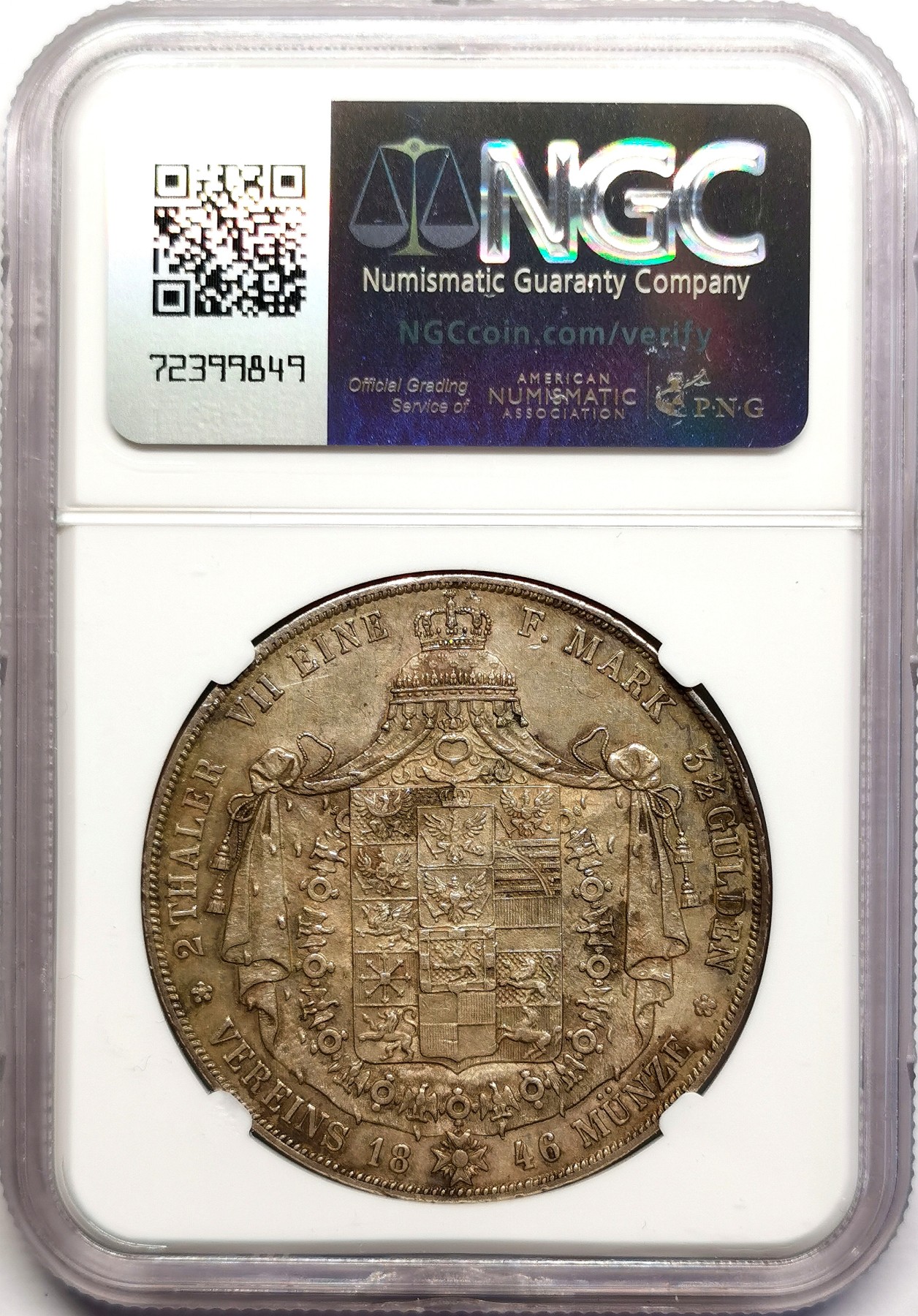 凡希社世界钱币微拍第二百五十六期 1846A普鲁士威廉四世2泰勒大银NGC-AU53
