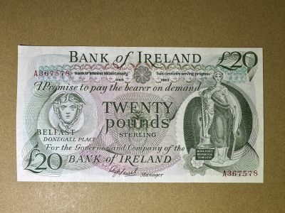 《张总收藏》128期-精品裸币专场 - 北爱尔兰20镑 UNC- 1983年 爱尔兰银行成立200周年纪念钞 稀少纪念钞版本 轻微荧光