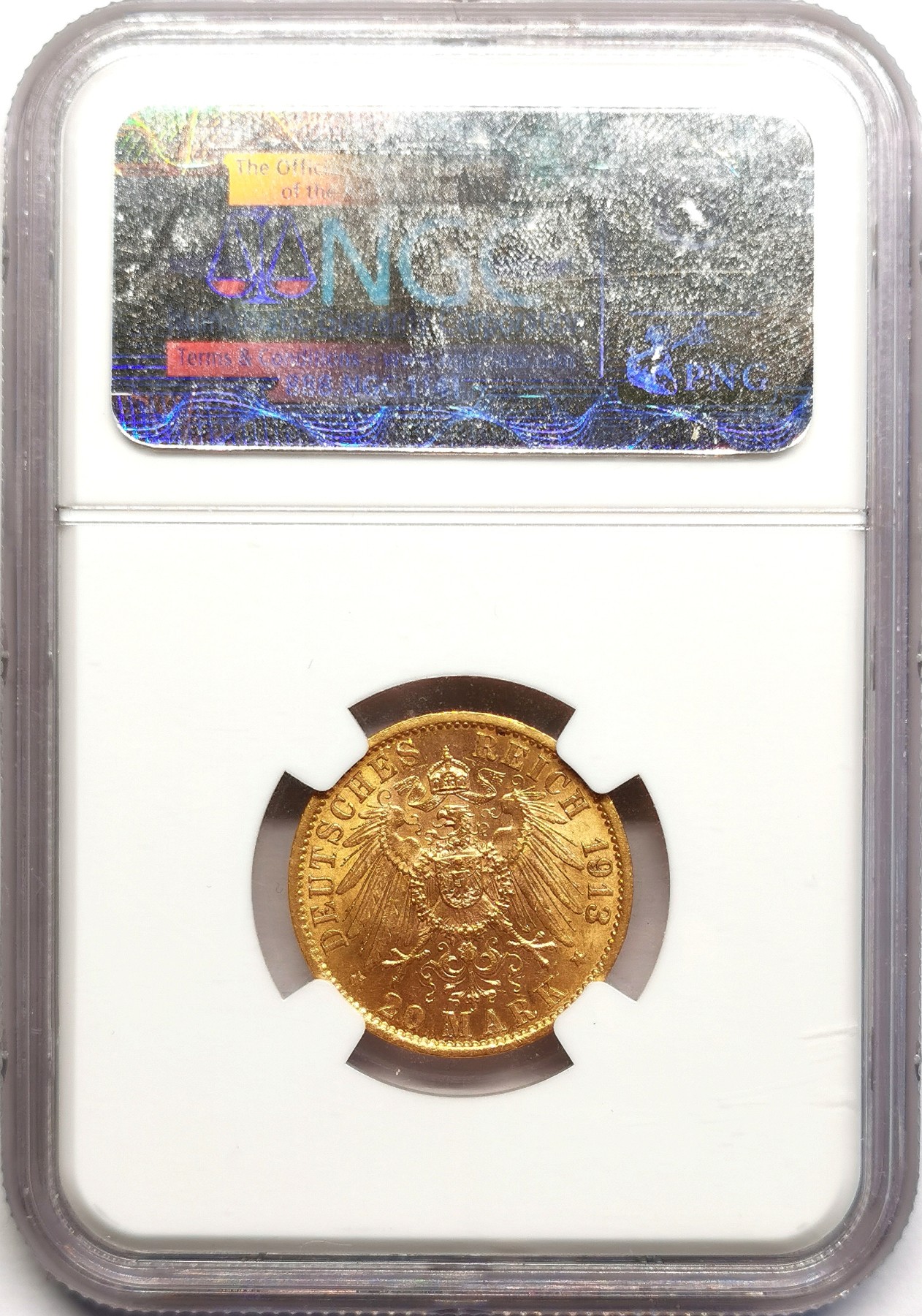 凡希社世界钱币微拍第二百五十六期 1913普鲁士加冕头像20马克金币NGC-MS63