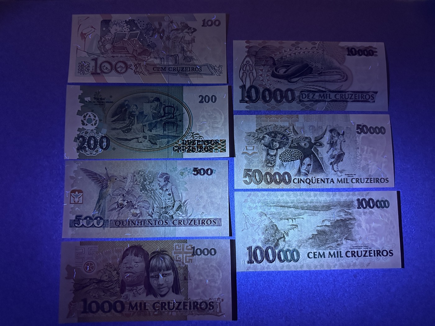 《张总收藏》128期-精品裸币专场 巴西100-100000克鲁塞罗7张 UNC 1990-1993年版 全无4