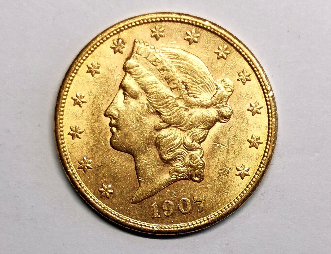 凡希社世界钱币微拍第二百五十六期 1907美国飞鹰20元大金AU