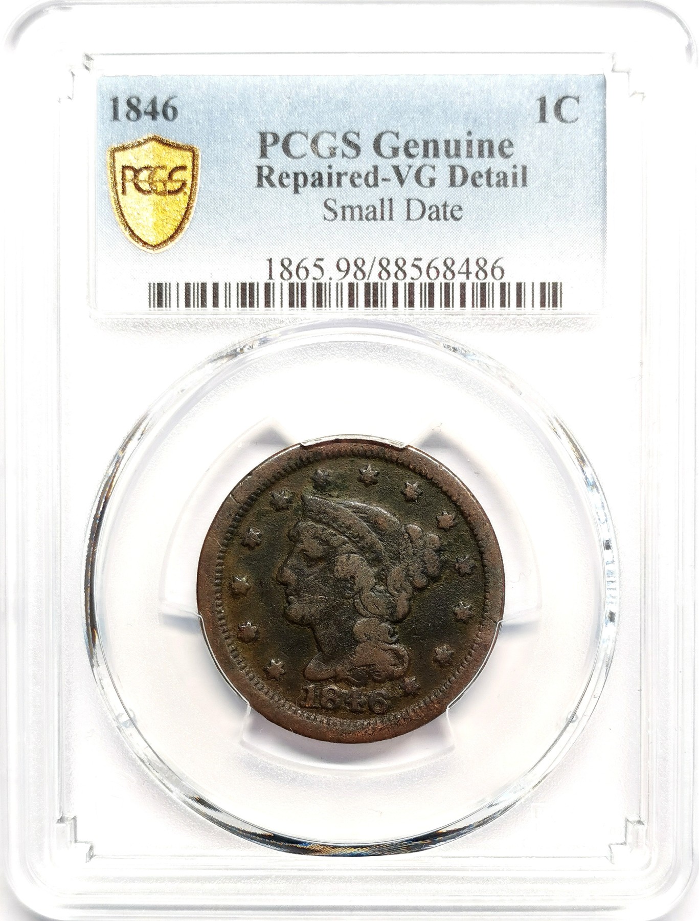 凡希社世界钱币微拍第二百五十六期 1846美国Liberty铜币PCGS-VGD