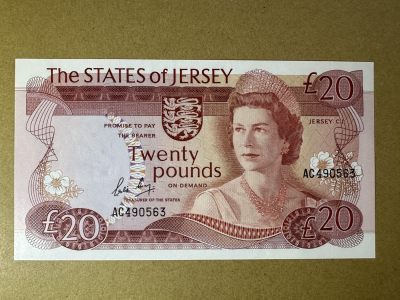 《张总收藏》128期-精品裸币专场 - 泽西岛20镑 UNC 1983年女王 稀少版本大面值