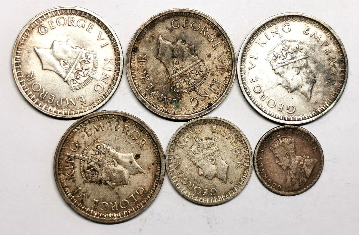 凡希社世界钱币微拍第二百五十六期 英属印度乔五乔六银币六枚一组