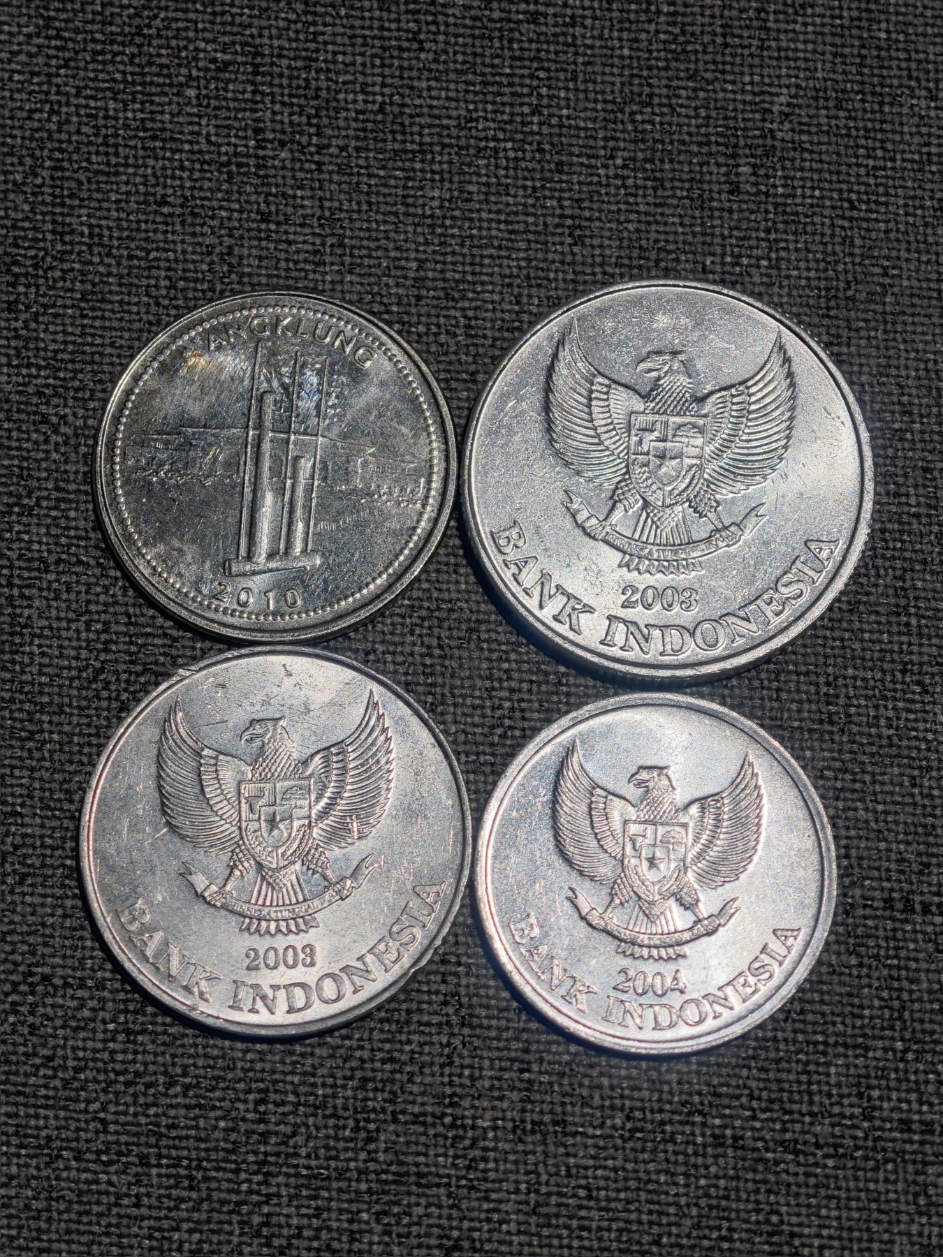 外国硬币收藏店第3期 印度尼西亚1000、500、200、100盾4枚3铝币1钢币