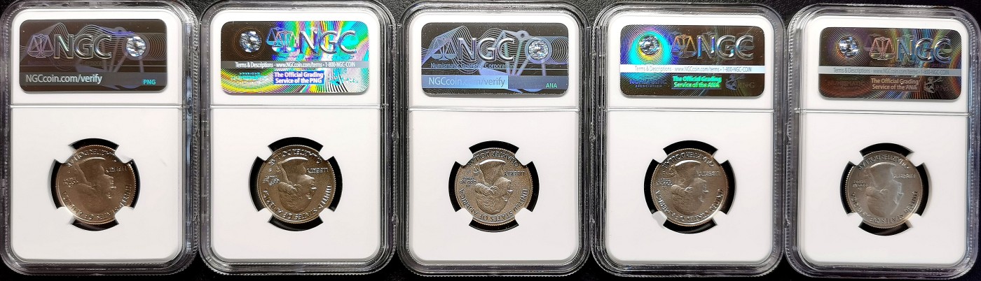 凡希社世界钱币微拍第二百五十六期 2017美国国家公园25分纪念银币五枚套NGC-SP70反向精铸！