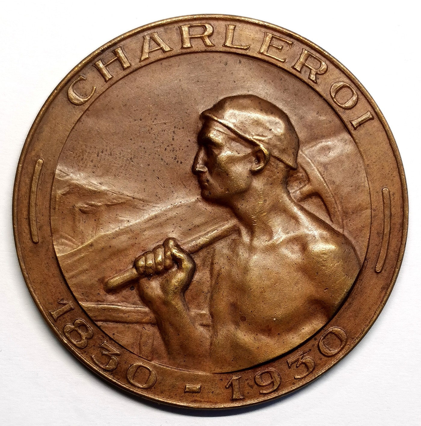 凡希社世界钱币微拍第二百五十六期 1930比利时安尼夫矿场纪念铜章 直径50mm