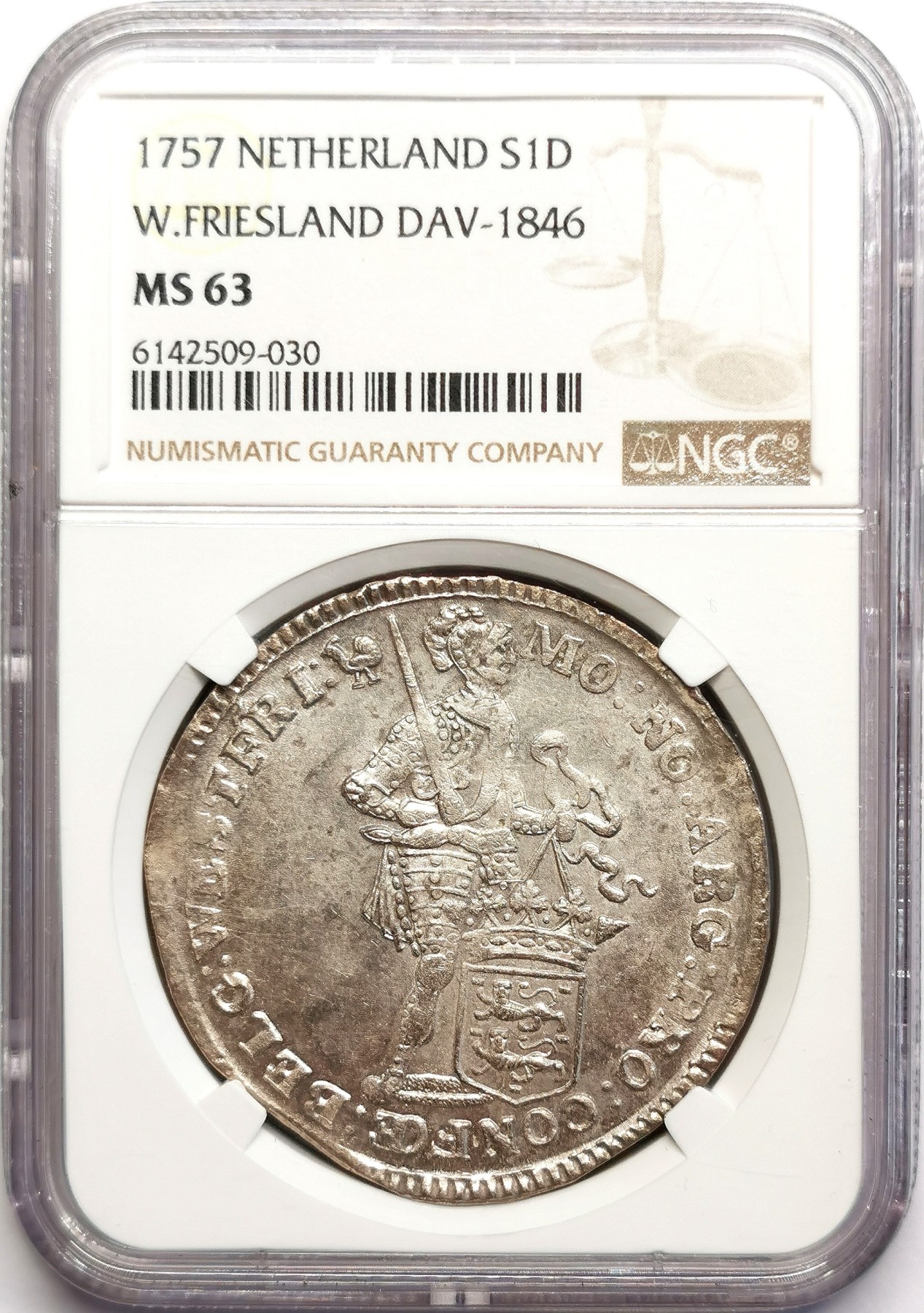 凡希社世界钱币微拍第二百五十六期 荐！1757联省共和国西弗里斯兰贸易塔勒NGC-MS63早期年份书价高！