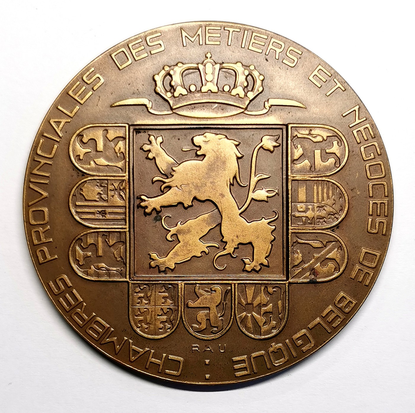 凡希社世界钱币微拍第二百五十六期 1953比利时商会25周年纪念铜章 直径70mm