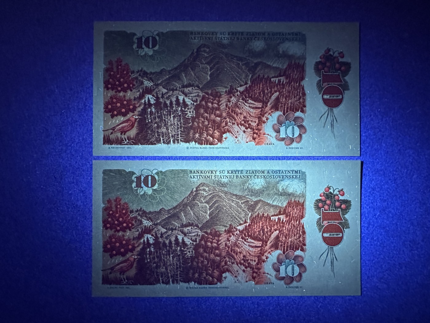 《张总收藏》128期-精品裸币专场 捷克斯洛伐克10克朗2张 UNC 1986年