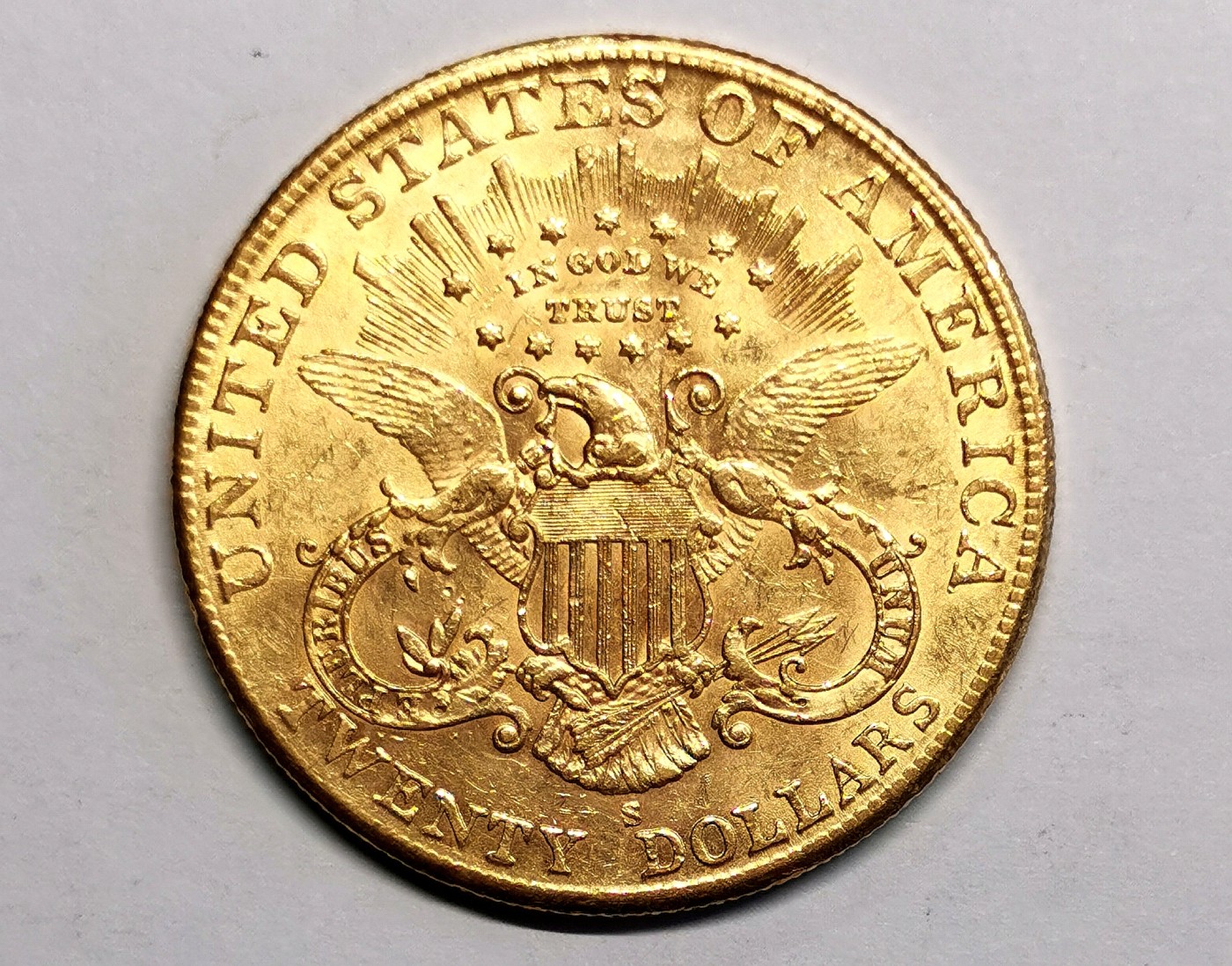 凡希社世界钱币微拍第二百五十六期 1907美国飞鹰20元大金AU