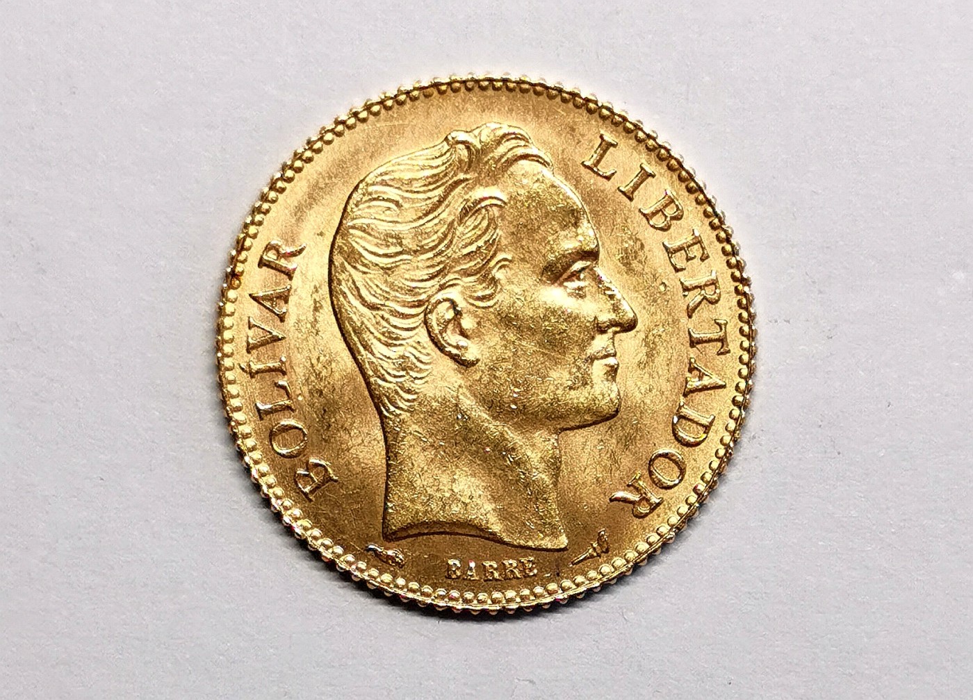 凡希社世界钱币微拍第二百五十六期 1912委内瑞拉5比索金币UNC