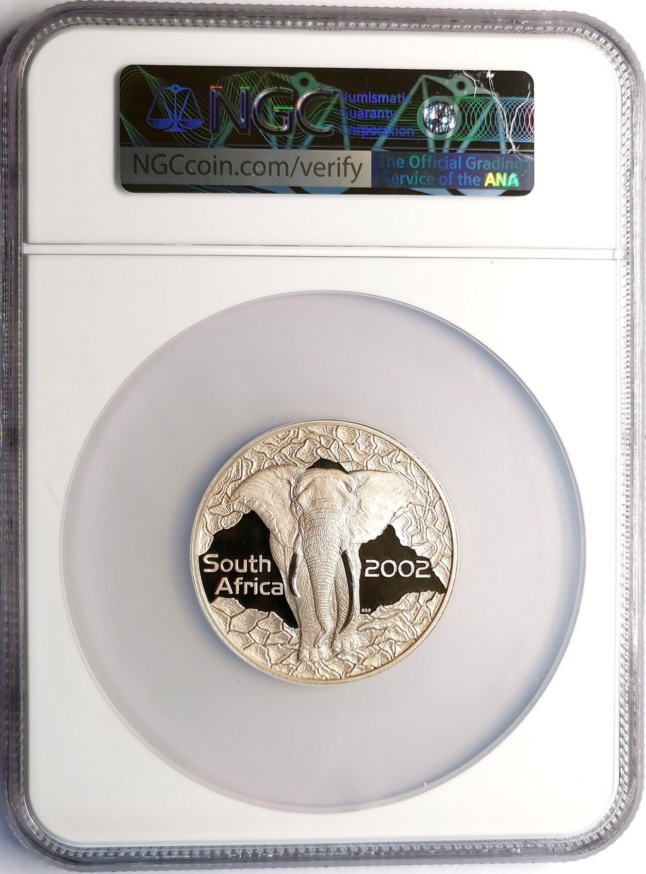 凡希社世界钱币微拍第二百五十六期 2002南非大象50分2盎司大银精铸NGC-PF67UC