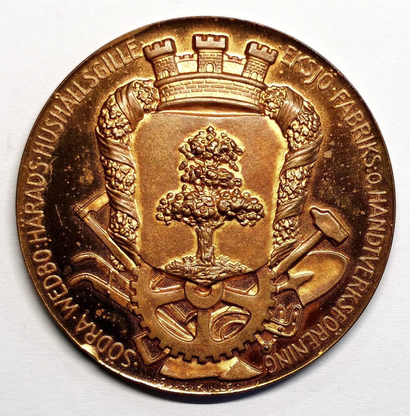 凡希社世界钱币微拍第二百五十六期 1912瑞典艺术与工业博览会纪念铜章镜面 直径43mm