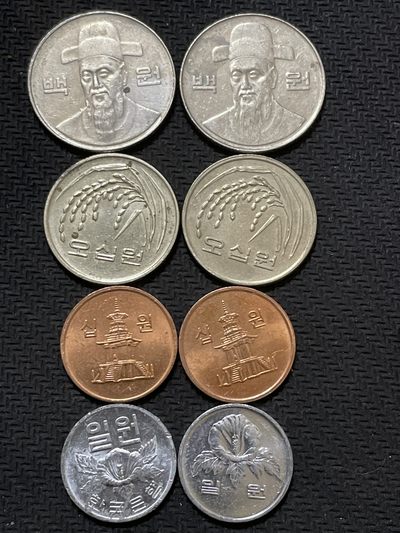洪武诸明·稀奇钱币基地77场 - 好品韩国一组一元到一百元