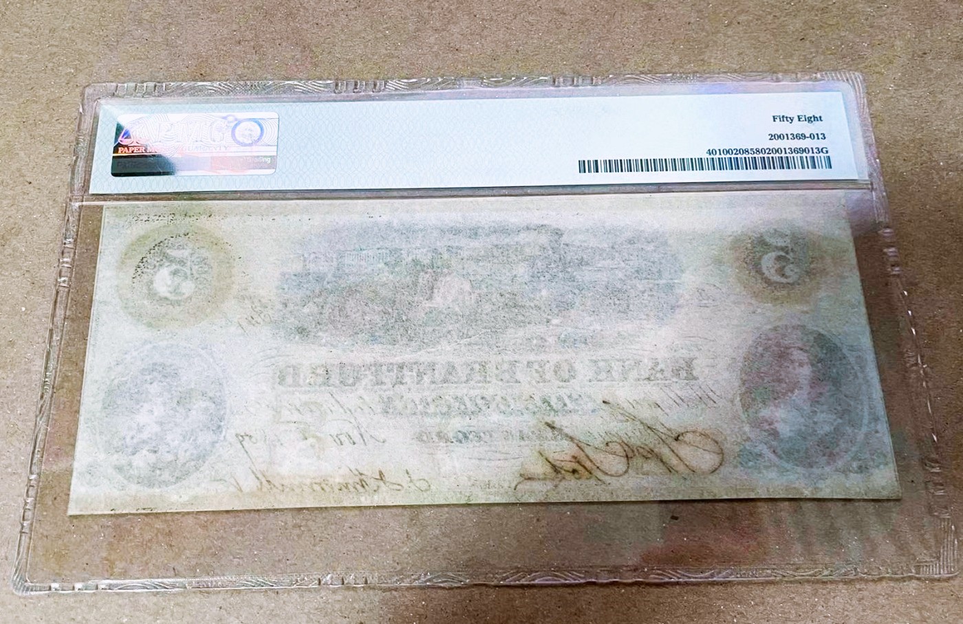 【Blue Auction】✨世界纸币精拍第400期盛典——白金之夜 【维多利亚女王 手签实钞罕见】加拿大 1859年5元 大场景雕刻精美 女王温婉 抱着小兔子的孩童趣味十足 PMG58 库存票较多实钞该分数已经很高了 非常值得收藏